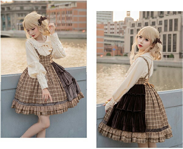 thinkto フロントポケットフリルスカート ブラウン 〜 cheese thinkto