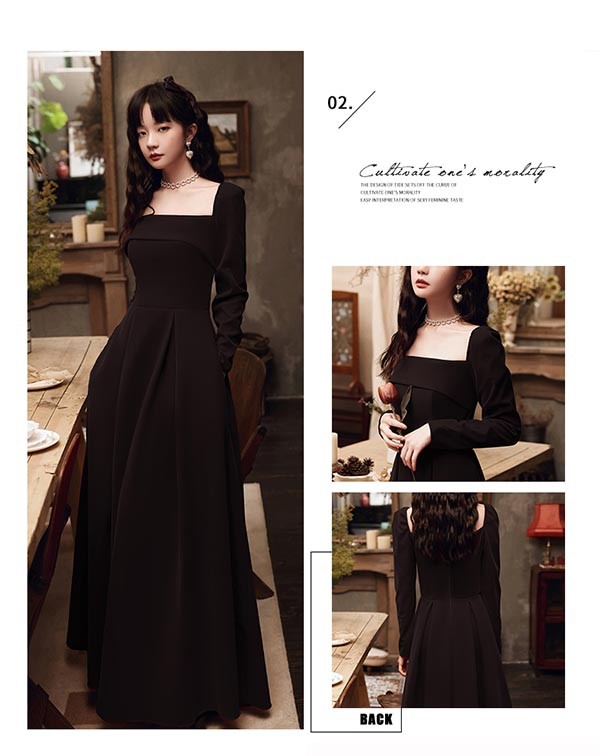 楽天市場】ロングドレス 演奏会 黒 ドレス ブラック 長袖 袖あり