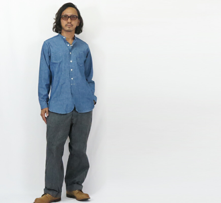 楽天市場】ウェアハウス WAREHOUSE 長袖 スタンドカラー シャンブレー