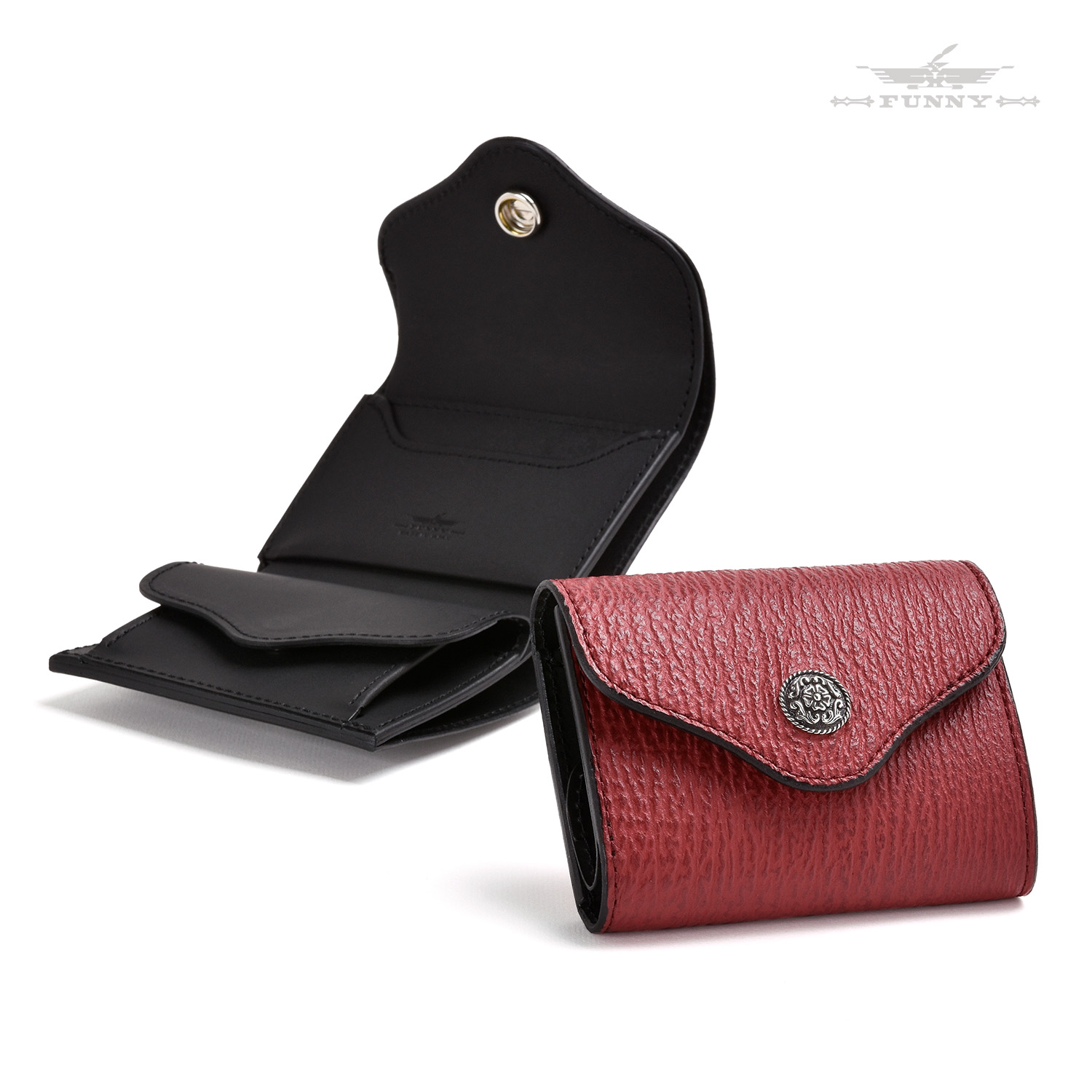 funny 手染め ビクターコンチョ ウォレットチェーン 赤黒 funny