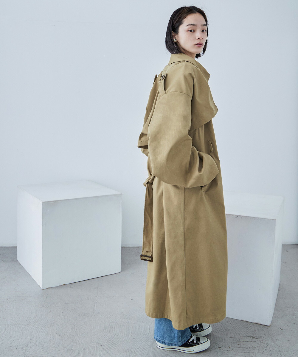 楽天市場】3wayシャークスキン トレンチコート ロングコート