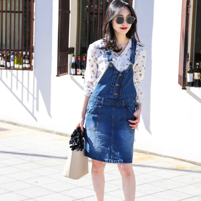 楽天市場】デニム サロペット スカート ジャンスカ オールインワン