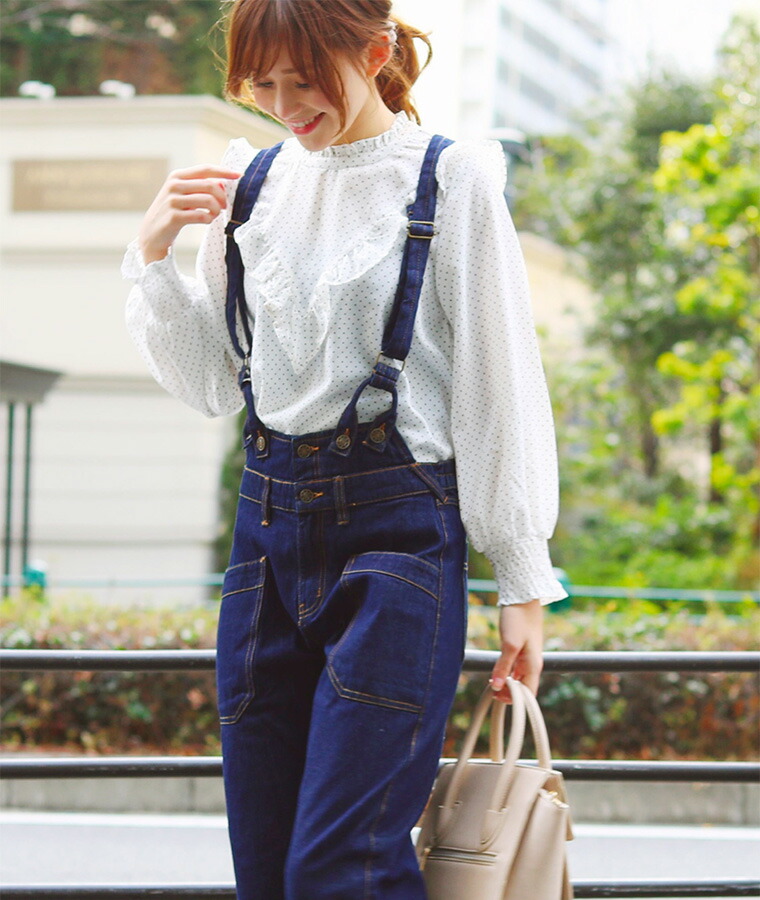 楽天市場】デニムサロペット サスペンダー付 デニムパンツ 大きい