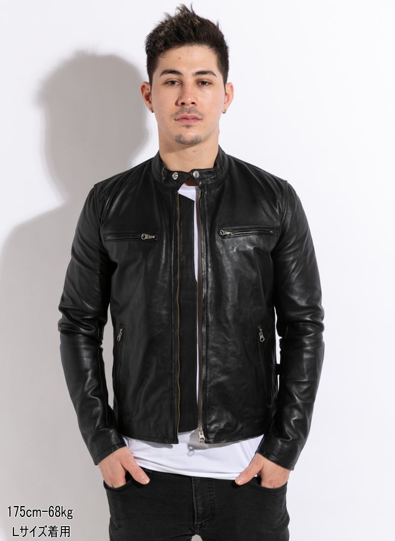 楽天市場】ラムレザー 革ジャン メンズ シングルライダース レザー