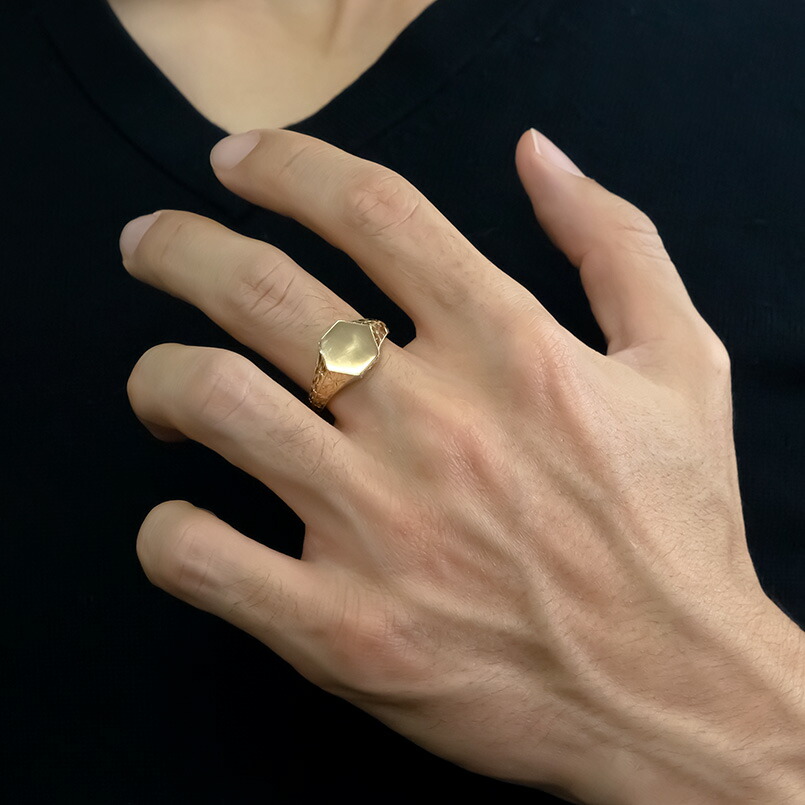 楽天市場】10金 リング メンズ 印台 指輪 シグネットリング イエロー