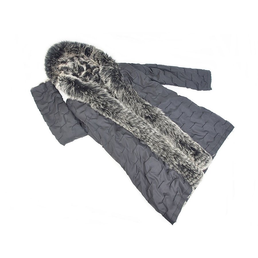 楽天市場】三森貿易 毛皮コート シルクフォックス 黒 グレー