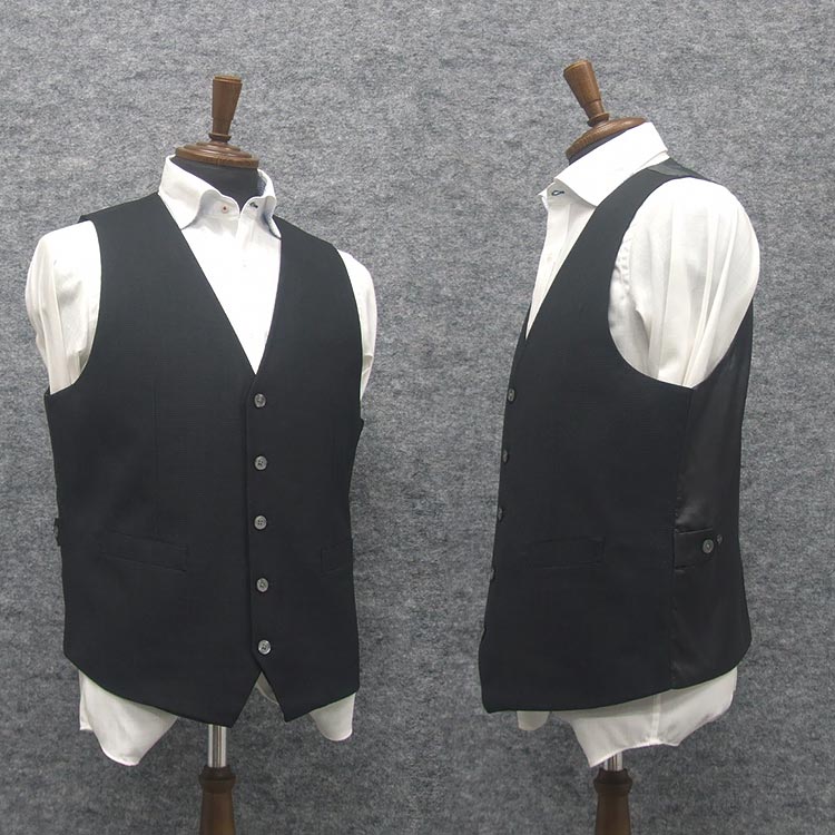 楽天市場】スーツベストベスト 5ボタン 黒系/マイクロチェック [BB体