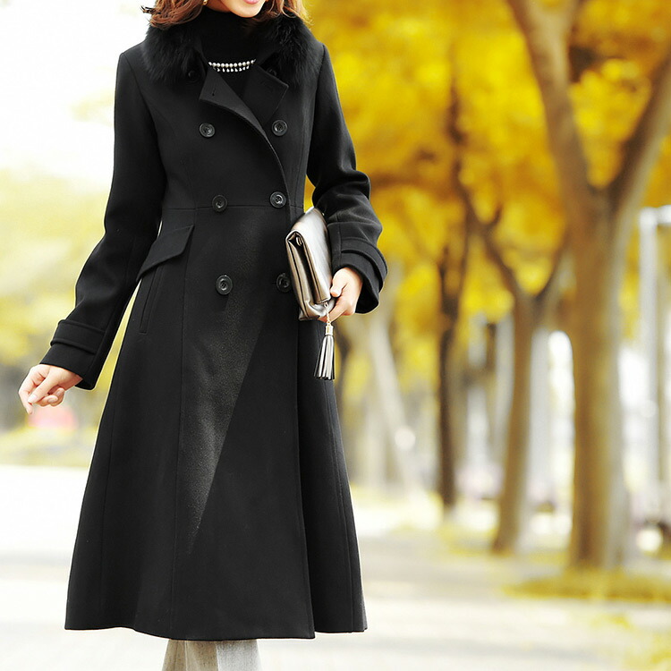 楽天市場】【バーゲン価格】ロングコート ウールコート ファー コート