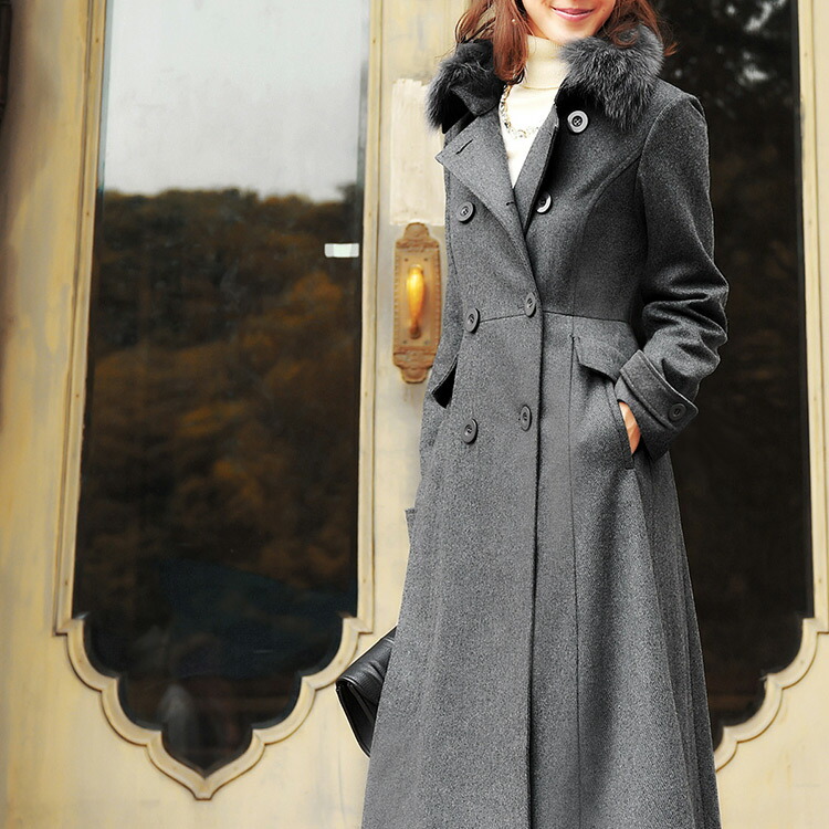 楽天市場】【バーゲン価格】ロングコート ウールコート ファー コート