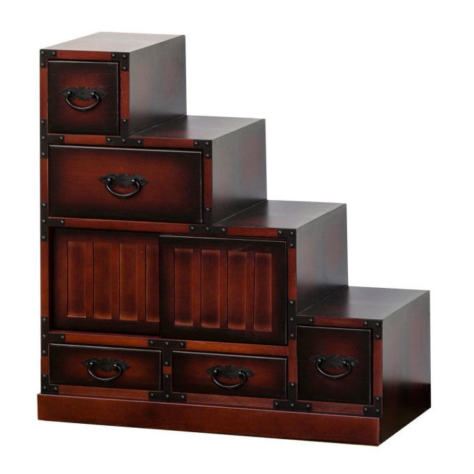 楽天市場】民芸調 階段箪笥（たんす）右下がり 64736 和風 昭和レトロ