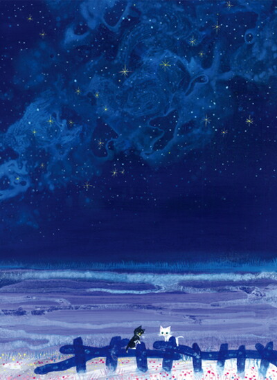 楽天市場】渡辺 あきお 絵画・アート(版画額装品)/星空のしあわせ/ねこ