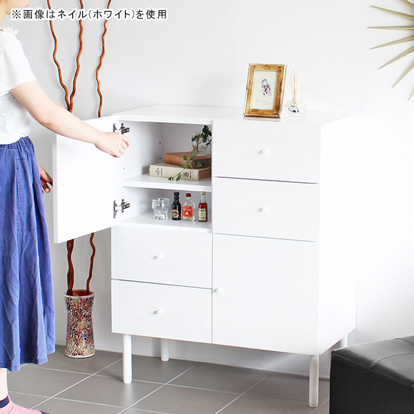 楽天市場】チェスト 北欧 キャビネット 白 完成品 収納棚 棚 扉付き