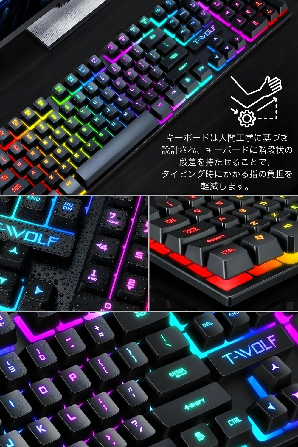 楽天市場】ゲーミングキーボード マウスセット ゲーミングキーボード