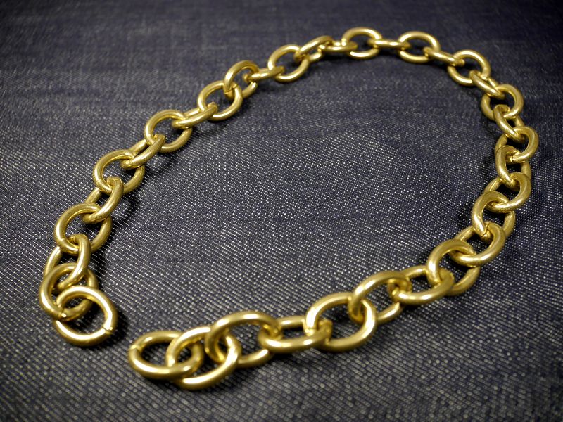 楽天市場】3.5mm厚 極太 小判型ウォレットチェーン 真鍮無垢製