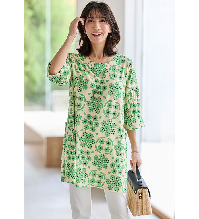 楽天市場】チュニック レディース ひんやり冷感素材花柄プリント