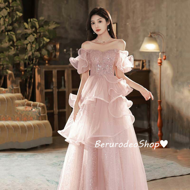 楽天市場】送料無料 結婚式ドレス 二次会ドレス ピンク フレア フリル