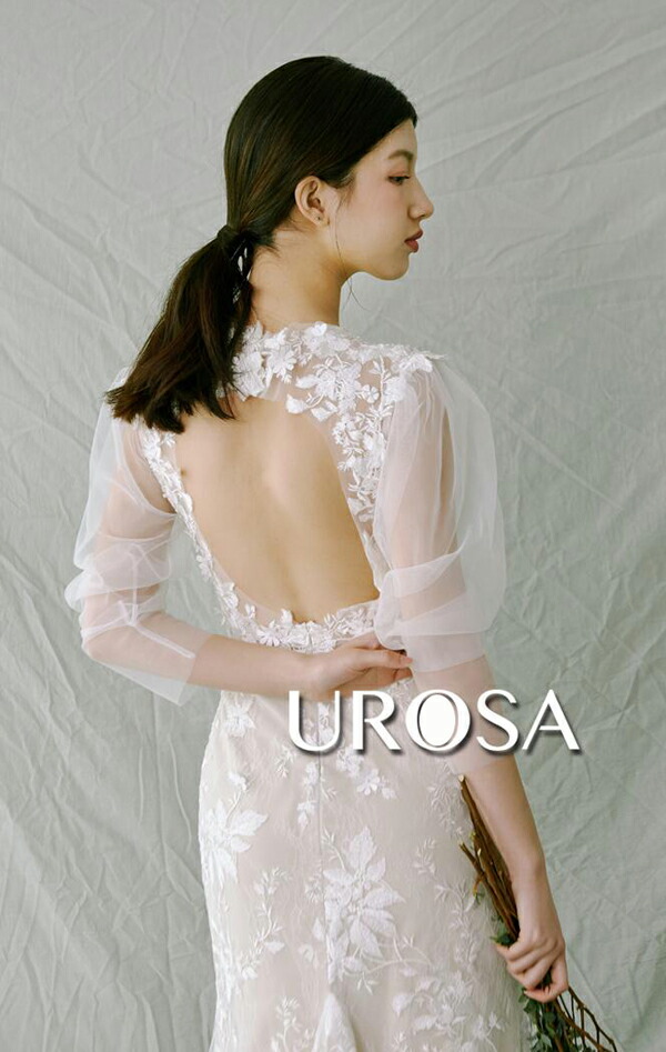 楽天市場】ウェディングドレス レース袖あり 長いフィッシュテール