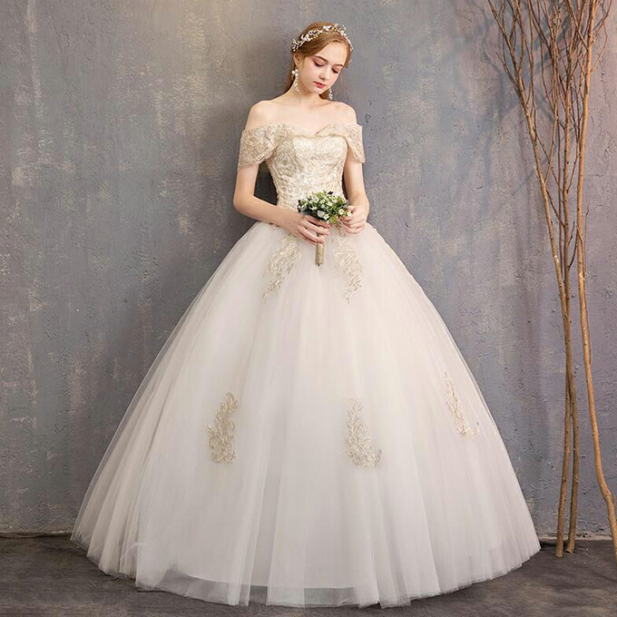 楽天市場】ウェディングドレス オフショルダー ウエディングドレス 床