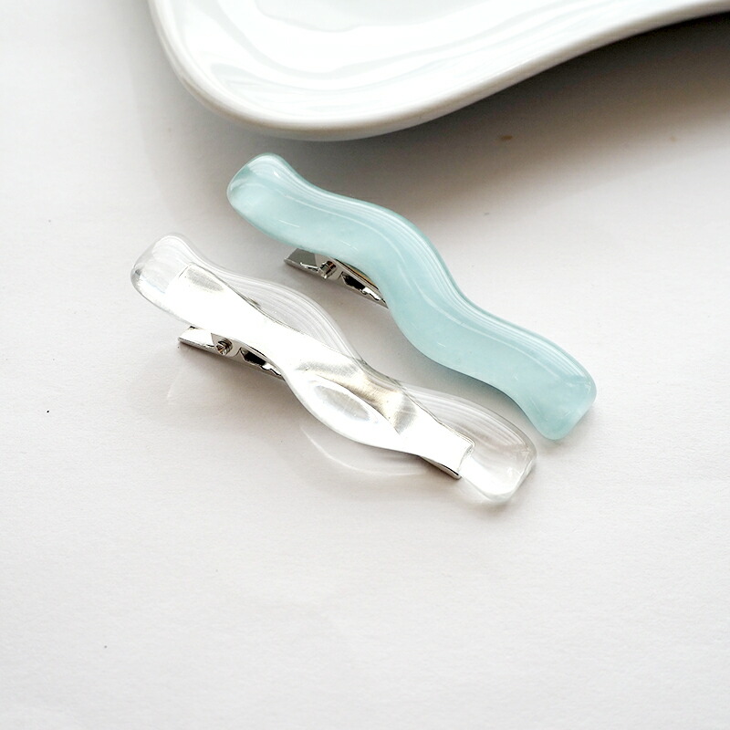 楽天市場】【2個入り】ヘアクリップ アクリル うねうね 6cm 全2色
