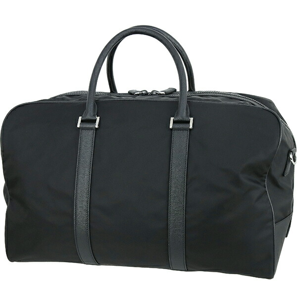 プラダ 1848 三角ロゴ レザー ナイロン ボストンバッグ 大容量 プラダ