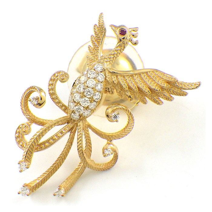 楽天市場】【ルビー ダイヤモンド】 ピンブローチ 鳳凰モチーフ 1