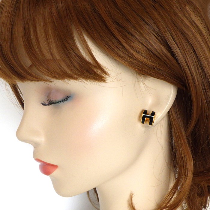 楽天市場】エルメス HERMES ピアス ポップH ポップアッシュ ノワール