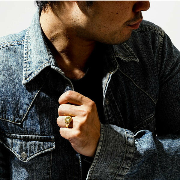 楽天市場】18金 メンズ 指輪 K18 金 ゴールド 印台 イニシャル リング