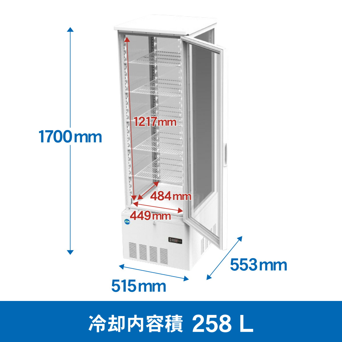 楽天市場】JCM 4面ガラス 冷蔵ショーケース（片面扉） JCMS-268 業務用