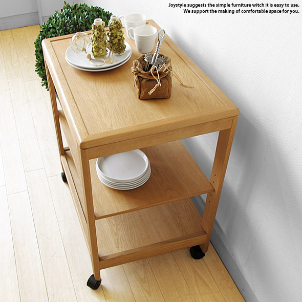 楽天市場】キッチンワゴン オーク材 木製ワゴン ナチュラルテイスト