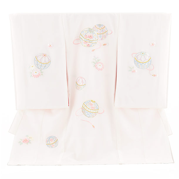 楽天市場】お宮参り 産着 レンタル 女の子 2252 白地 刺繍 まり 着物