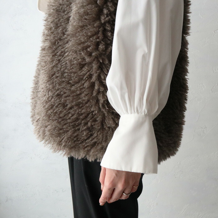 楽天市場】カーリーファーベスト ジレ エコファー フェイクファー