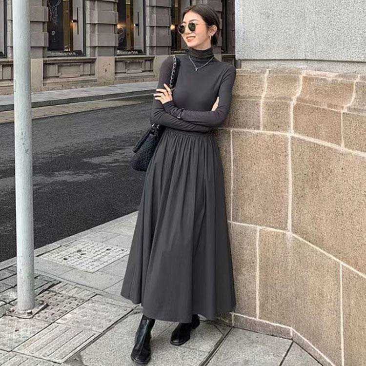 楽天市場】マキシ フレア Tシャツワンピース ハイネック レディース