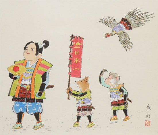 楽天市場】掛け軸 桃太郎 （奥田廣尚） 送料無料 【掛軸】【一間床