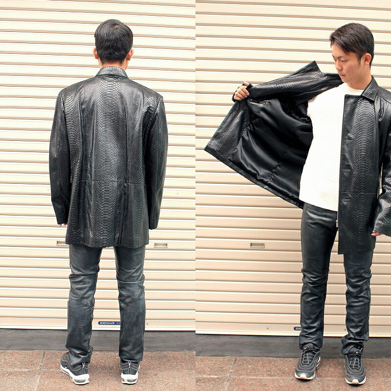 楽天市場】パイソン 蛇革 ジャケット メンズ 本革 レザージャケット