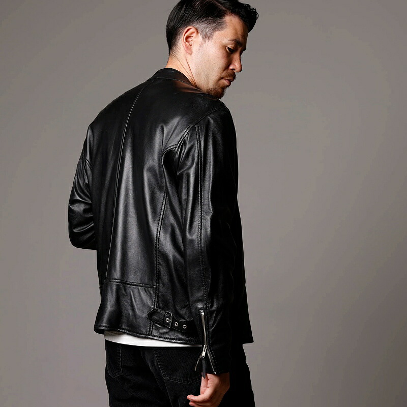 楽天市場】ラムレザージャケット メンズ 本革 ラム革 シングル