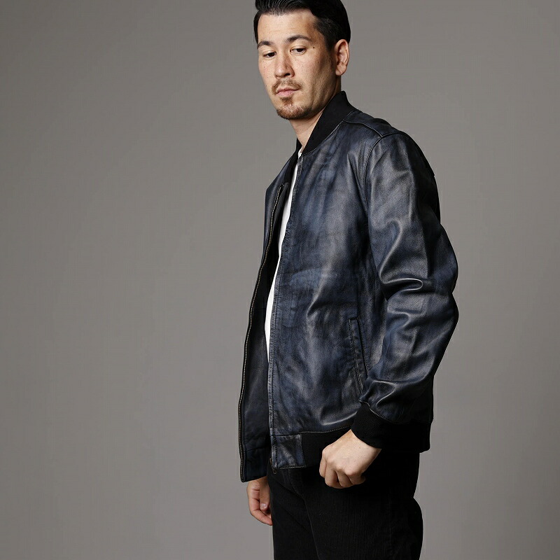 楽天市場】革ジャン メンズ MA-1 本革 ライダースジャケット レザー