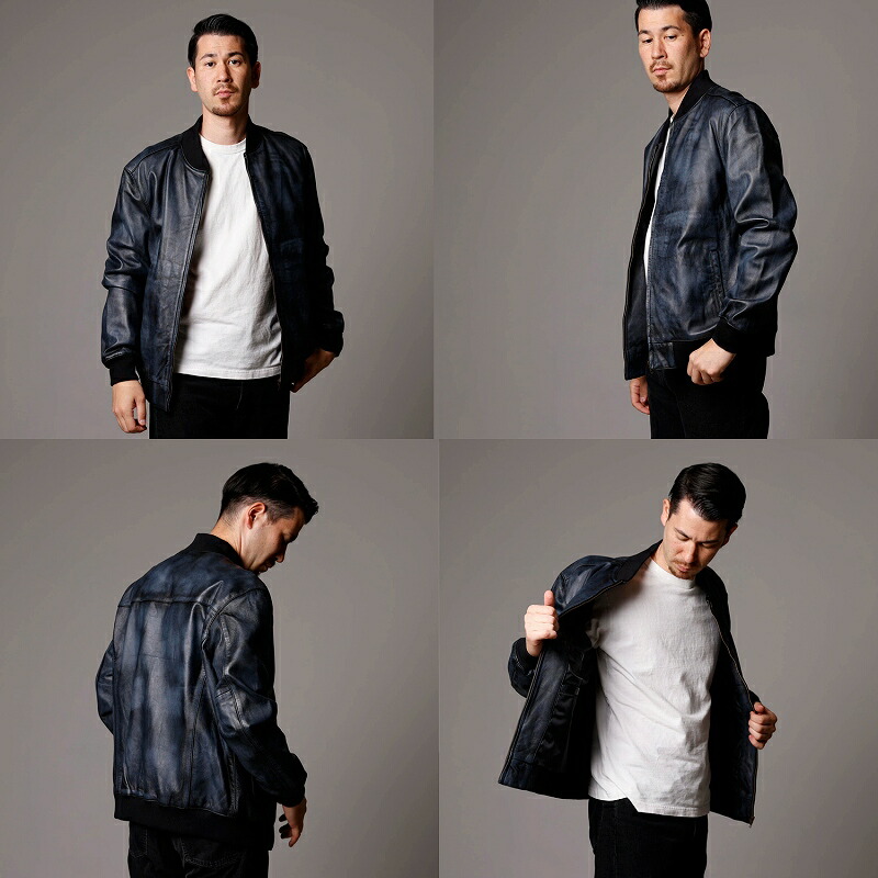 楽天市場】革ジャン メンズ MA-1 本革 ライダースジャケット レザー