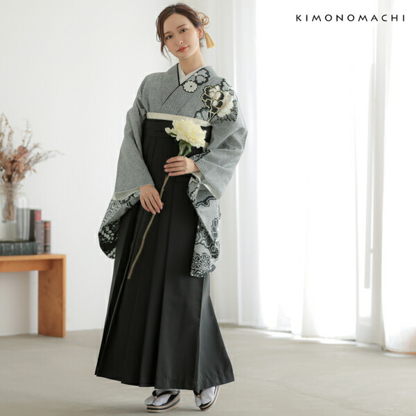 楽天市場】(卒業式応援価格据え置き3/5迄)二尺袖着物 単品「黒緑 菊