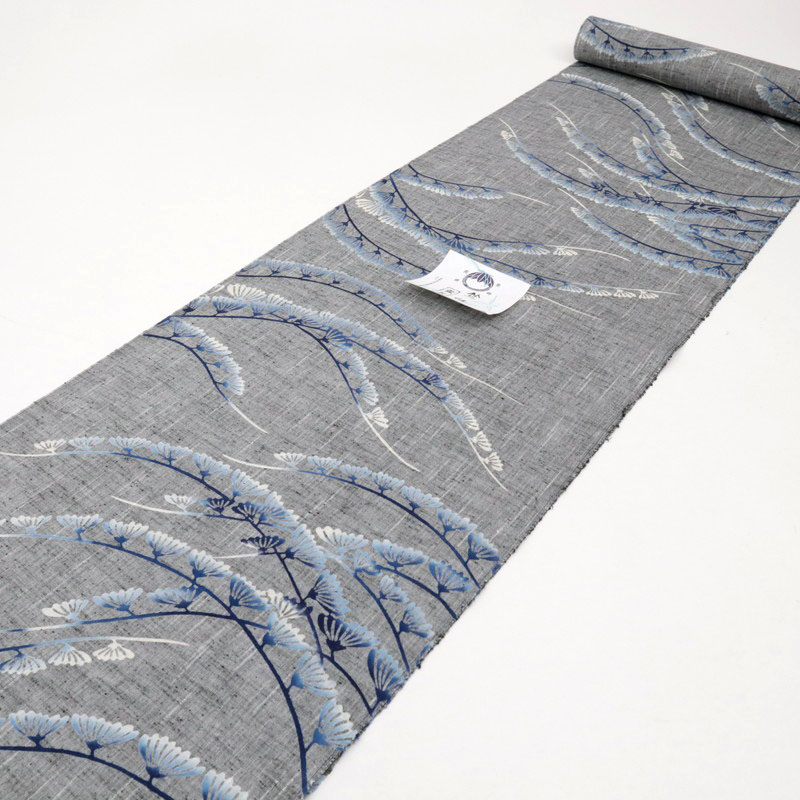 楽天市場】【新品】 反物 『竺仙』 綿紬 浴衣反物 グレー地 懸崖の菊