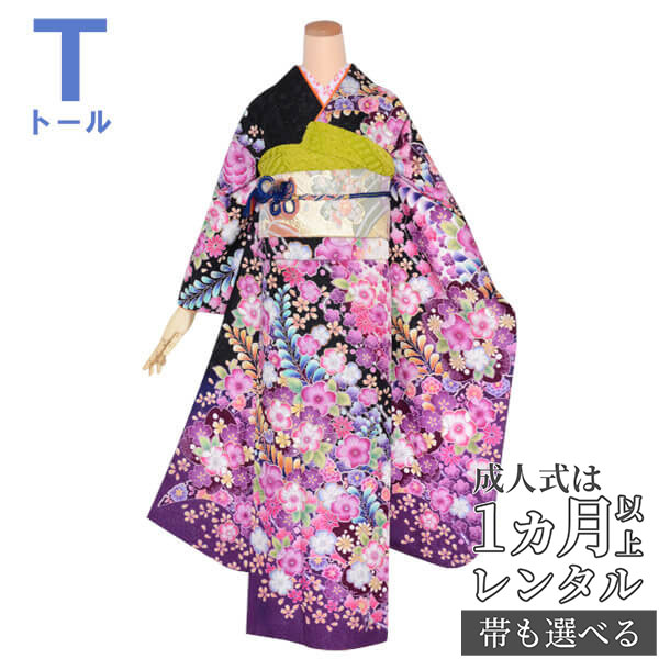 楽天市場】【成人式 振袖 レンタル】RS1653 正絹 黒 豪華 総柄 辻が花