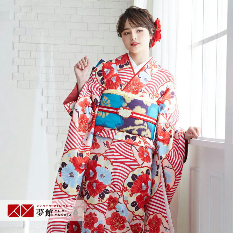 楽天市場】【成人式 振袖 レンタル】RS1604白赤 波に椿紋（R1475） 和