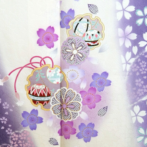 楽天市場】【成人式 振袖 レンタル】RS248 正絹 白×藤紫 桜と鞠フル