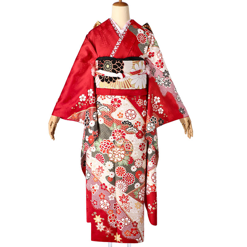 楽天市場】【成人式 振袖 レンタル】RS2022 正絹 赤 道長取り手毬と