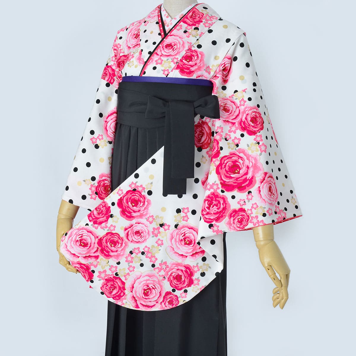 七五三7歳祝着物フルセット南明奈ブランド金箔チェック薔薇作り帯は