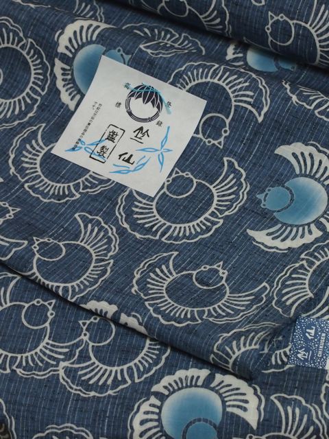 楽天市場】◇再入荷◇竺仙鑑製浴衣地 綿紬 ふくらすずめ文 藍(ジャパン