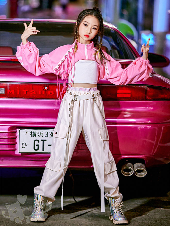 楽天市場】キッズ ダンス衣装 セットアップ 文字柄 ピンク長袖トップス