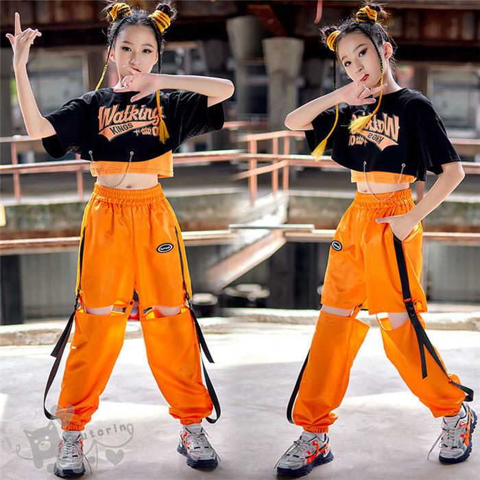 楽天市場】キッズ ダンス衣装 セットアップ 半袖 Tシャツ オレンジ