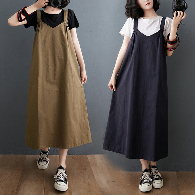 楽天市場】サロペット ワンピース レディース 綿 麻 オーバーオール