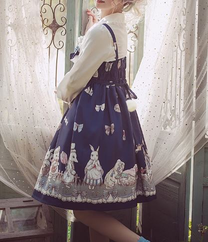 楽天市場】【一部即納】ブルー L即納 ジャンパースカート うさぎ