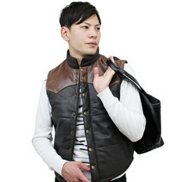 楽天市場】ゴートスキン(山羊革)を使用したダウンベスト風中綿レザー